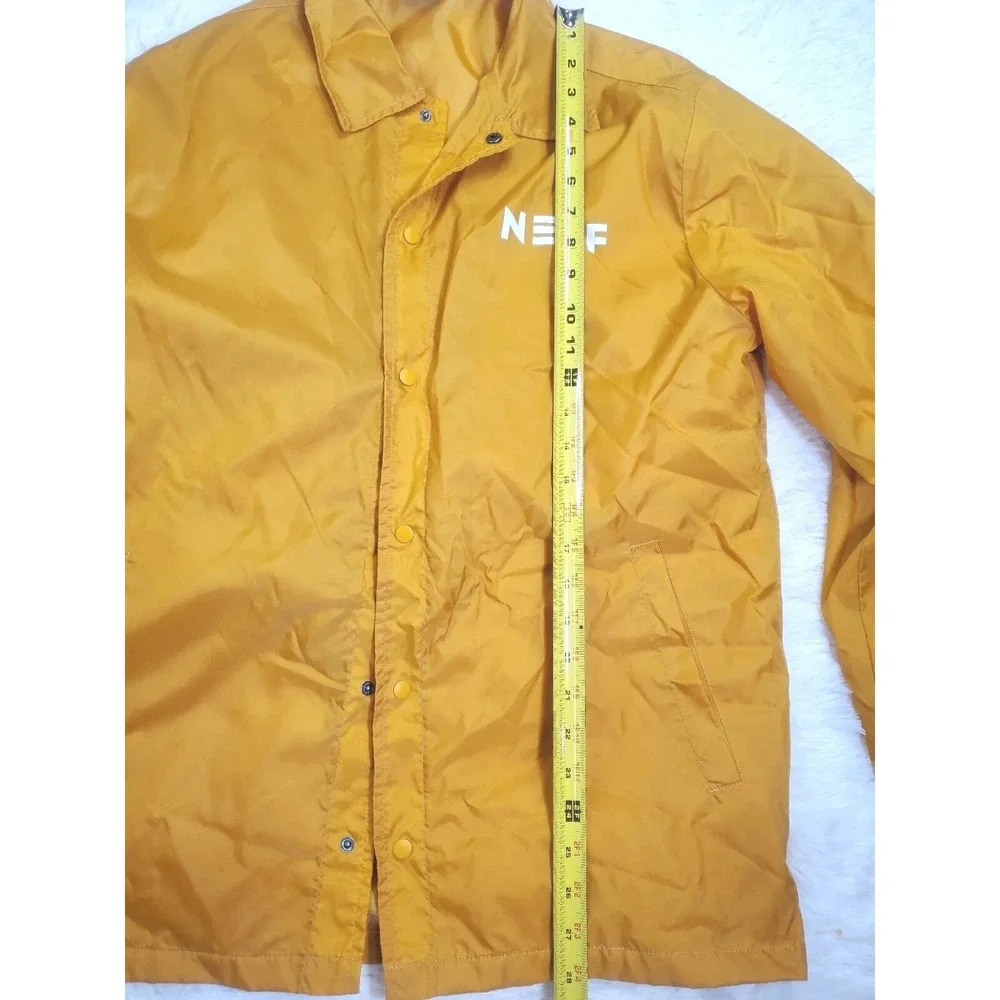 NEFF Skater Jacket Mens Large Windbreaker Rose Checkers Yellow Button Up Coat